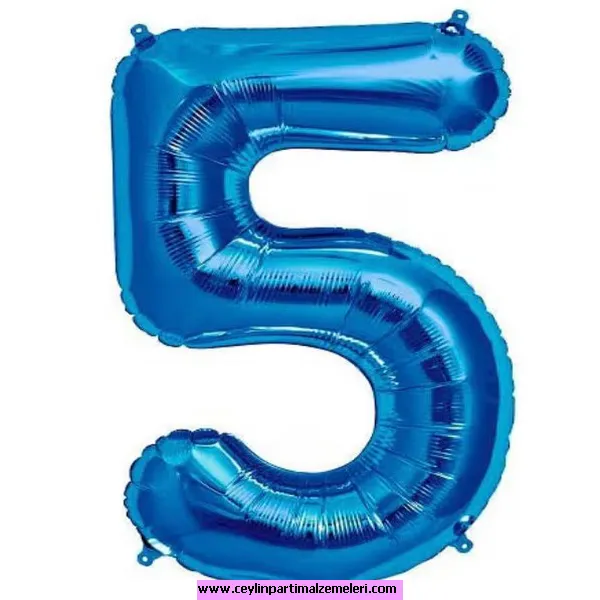 5 Rakam Lacivert Folyo Balon